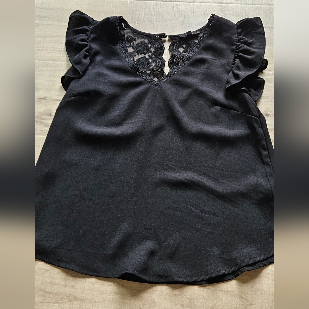 Mine Black Lace Accent Top